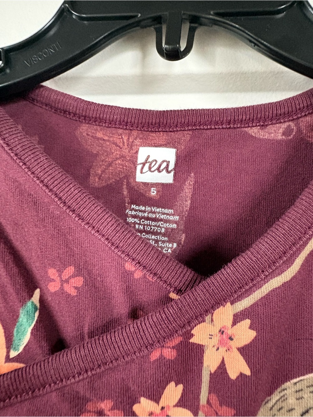 Tea Collection Burgundy woodland floral dress size 5 - Picture 3 of 8